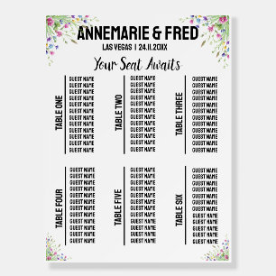 Mountain Wildflower Wedding Seating Chart Foam Board