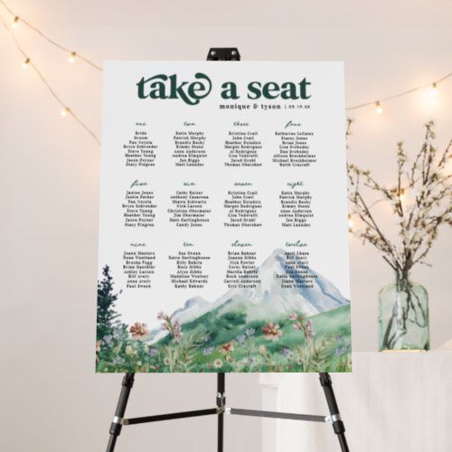 Mountain Wildflower  Wedding Table Seating Foam Board