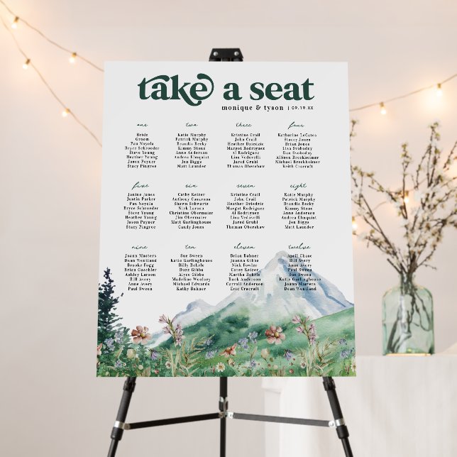 Mountain Wildflower | Wedding Table Seating Foam Board (In Situ (Stand))