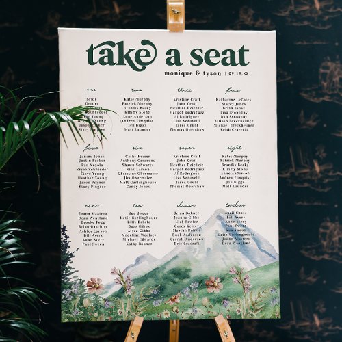 Mountain Wildflower  Wedding Table Seating Poster