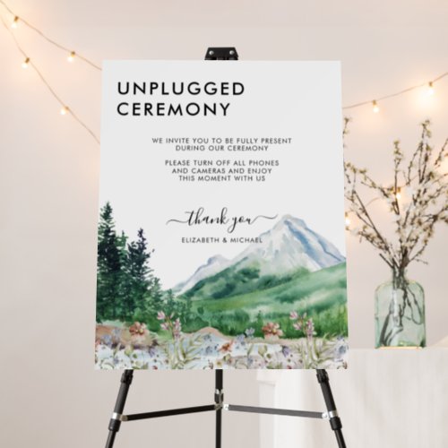 Mountain Wildflower  Wedding Unplugged Ceremony Foam Board