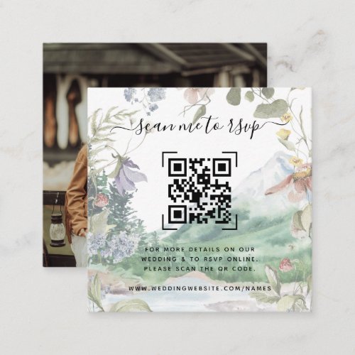 Mountain Wildflower Wedding Website  QR Code Enclosure Card