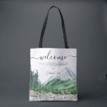 Mountain Wildflower | Wedding Welcome  Tote Bag<br><div class="desc">Thank your wedding guests with some sweet treats in these personalized tote bags. These bags are perfect for welcoming out of town guests to your wedding! Pack it with local goodies for an extra fun welcome package. Design features boho watercolor mountains and colorful wildflowers with a simple and minimalistic design....</div>