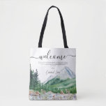 Mountain Wildflower | Wedding Welcome  Tote Bag<br><div class="desc">Thank your wedding guests with some sweet treats in these personalized tote bags. These bags are perfect for welcoming out of town guests to your wedding! Pack it with local goodies for an extra fun welcome package. Design features boho watercolor mountains and colorful wildflowers with a simple and minimalistic design....</div>