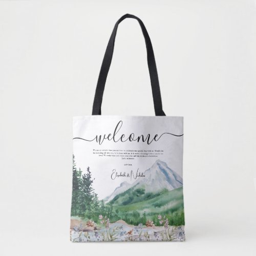 Mountain Wildflower  Wedding Welcome  Tote Bag