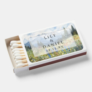 Mountain Wildflowers Floral Meadow Wedding Matchboxes