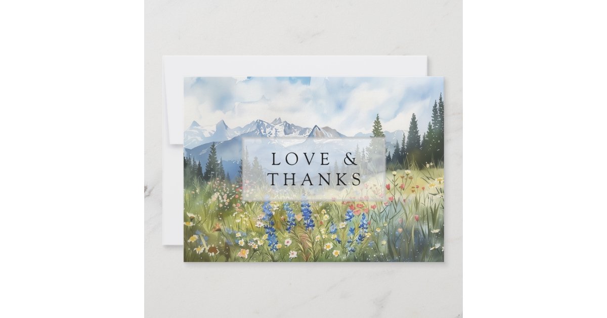 Mountain Wildflowers Floral Meadow Wedding Photo Thank You Card | Zazzle