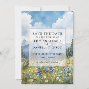 Mountain Wildflowers Floral Meadow Wedding Save The Date