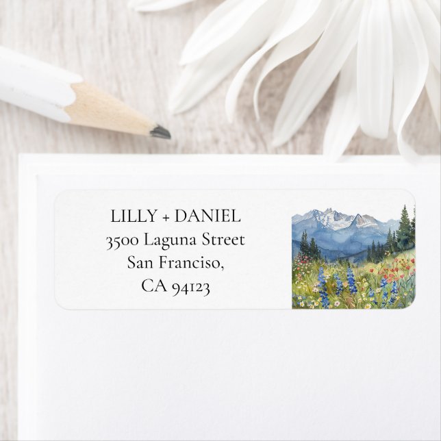 Mountain Wildflowers Floral Return Address Label (Insitu)