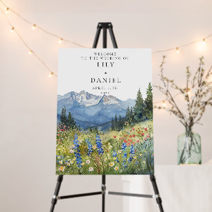 Mountain Wildflowers Floral Wedding Welcome Sign
