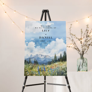Mountain Wildflowers Floral Wedding Welcome Sign