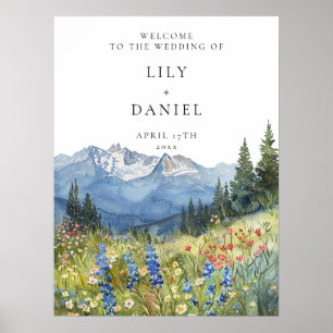 Mountain Wildflowers Floral Wedding Welcome Sign