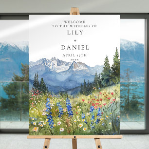 Mountain Wildflowers Floral Wedding Welcome Sign