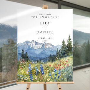 Mountain Wildflowers Floral Wedding Welcome Sign