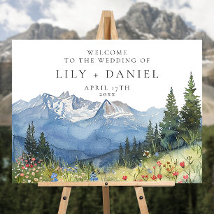 Mountain Wildflowers Floral Wedding Welcome Sign