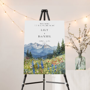 Mountain Wildflowers Floral Wedding Welcome Sign