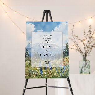 Mountain Wildflowers Floral Wedding Welcome Sign
