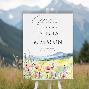 Mountain Wildflowers Modern Meadow Wedding Welcome Foam Board