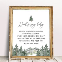 Mountain Winter Baby Shower Don't Say Baby Game Poster