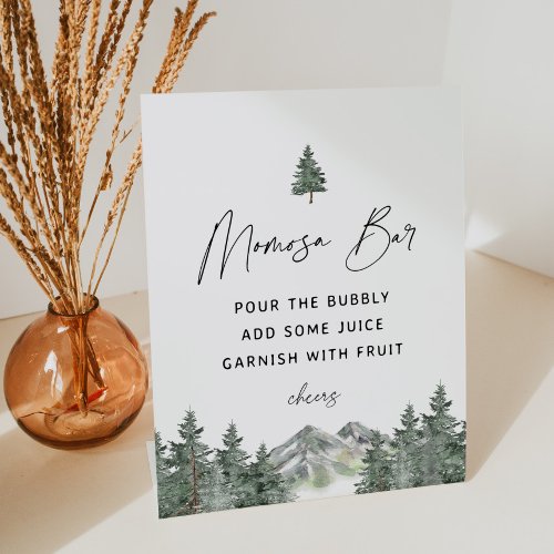 Mountain Winter Baby Shower Momosa Bar  Pedestal Sign