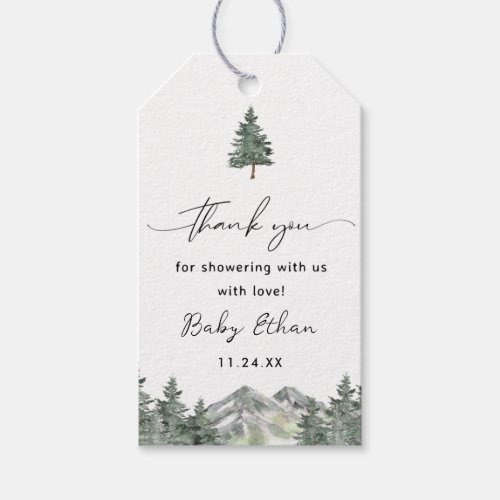 Mountain Winter Baby Shower Thank You Gift Tags