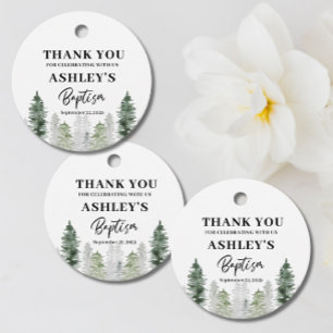 Mountain Winter Baptism Favor Tags