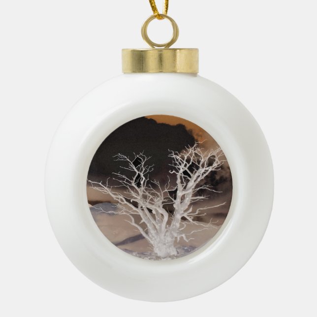 MOUNTAIN WINTER CERAMIC BALL CHRISTMAS ORNAMENT (Front)