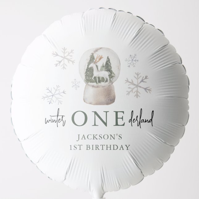 Mountain Winter Onederland 1st Birthday Party Balloon (Front)