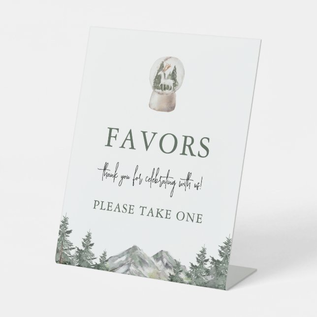 Mountain Winter Onederland Birthday Favor Sign (Front)