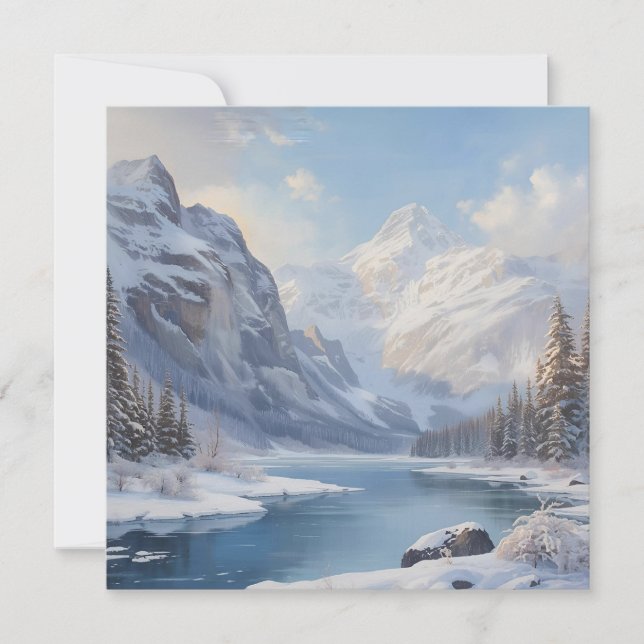 Mountain Winter River Nature Landscape Card (Front)