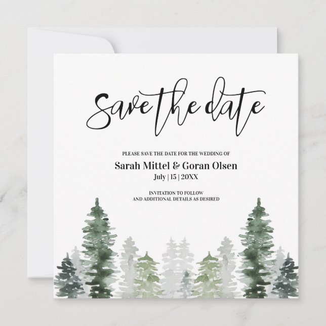 Mountain Winter Save The Date Invitation (Front)
