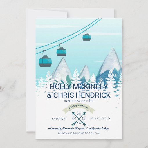 Mountain Winter Skiing Wedding Invitation | Zazzle