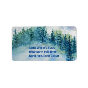 Mountain Winter Watercolor Return Address Label