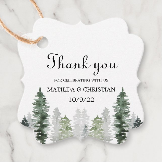 Mountain Winter Wedding Favor Tags (Front)