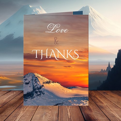 Mountain Winter Wedding Photo Thank You Card