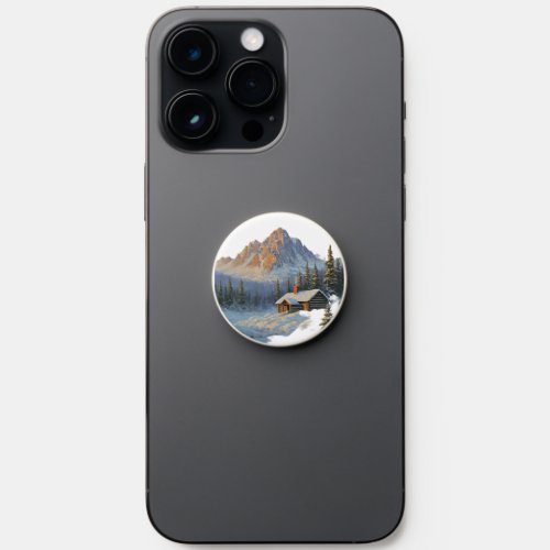 mountain with a cabin PopSocket