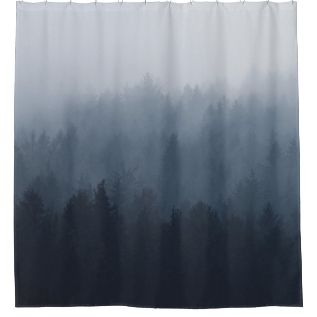 MOUNTAIN WITH FOREST IN THE FOG SHOWER CURTAIN (Front)
