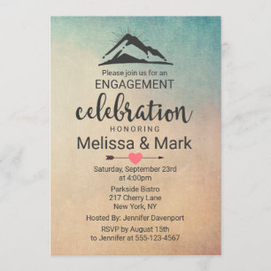 Mountain with Sunrays Engagement Party Invite
