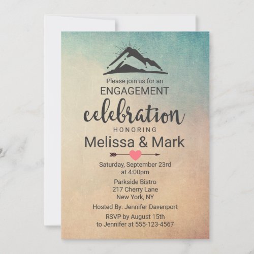 Mountain with Sunrays Engagement Party Invite