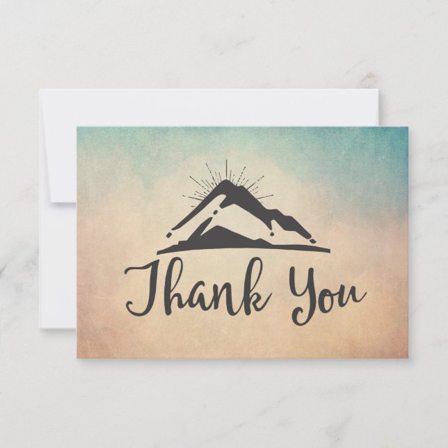 Mountain with Sunrays Thank You Card (Front)