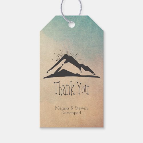 Mountain with Sunrays Thank You Gift Tags
