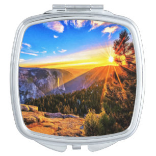 Mountain with sunrise photo compact mirror