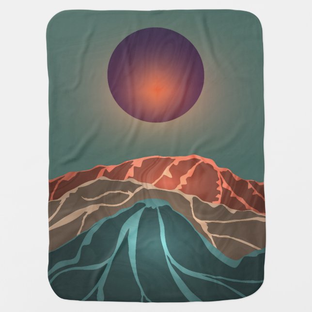 Mountain with the moon  baby blanket (Front)