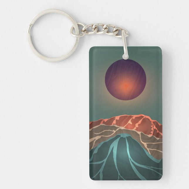 Mountain with the moon  keychain (Front)