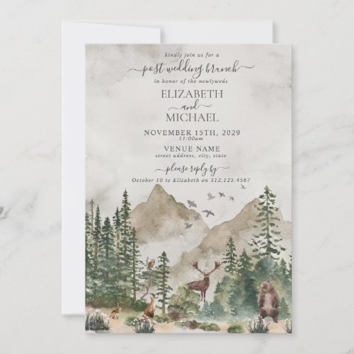 Mountain Woodland Animal Post Wedding Brunch Invitation