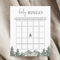 Mountain Woodland Baby Shower Baby Bingo Game Card