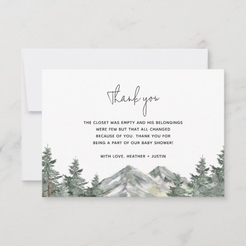 Mountain Woodland Baby Shower Thank You Cards
