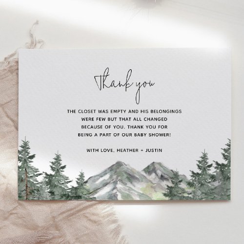 Mountain Woodland Baby Shower Thank You Cards