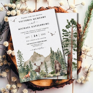 Mountain Woodland forest Animals Wedding Invitation