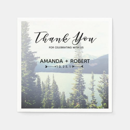 Mountain Woodland Forest Lakeside Wedding Custom  Napkins